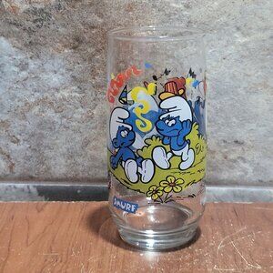 Vintage Harmony Smurf Souvenir Drinking Glass Wallace Berrie 1983